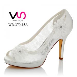 WR-370-15A 10cm with 1.5cm Lace Mesh see throught Bridal Wedding Shoes 