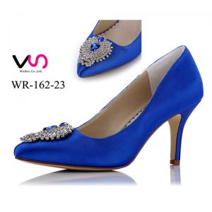 WR-162-23 Royal Blue color with crystal party evening shoes 