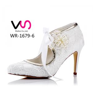 WR-1679-6 Ivory Color Bridal Shoes with flower details