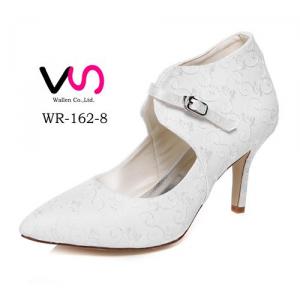 8cm Heel Height Embroidery Material Ivory Bridal Shoes 