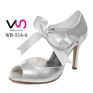 WR-516-6 Silver Color Shinny Nice Party Shoes Wedding Bridal Shoes