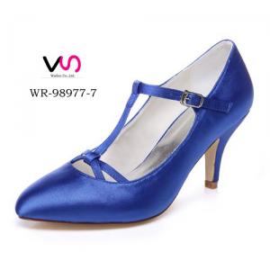 WR-98977-7 Royal Blue Color Pump Pointy Shoe Toe Mary-Jane Wedding Bridal Shoes