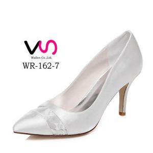 8cm Heel Height Elegant Lace Material Pointy Closed Shoe Toe Bridal Shoes Size 43 Large Size