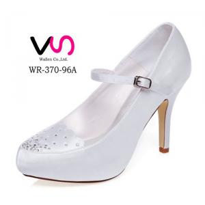 WR-370-96A Mary-Jane Rhinestones Dyeable Satin Women Wedding Bridal Shoes 