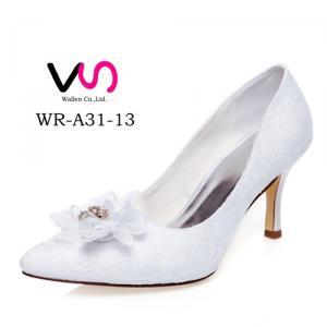 WR-A31-13 Ivory Color Pointy Shoe Toe with Nice Flower Details 