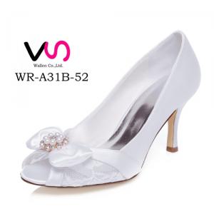 WR-A31B-52 8cm Ivory Color Peep Shoe Toe Delicated Style Lace Material Women Bridal Shoe Wedding Shoe 