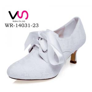 WR-14031-23 Ivory Color Embroidery Lace  Pump Closed shoe toe Bridal Shoes