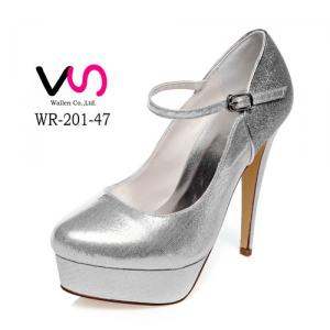 WR-201-47 Silver Color Shinny Mary-Jane Super High Heel 13 cm With Platform Wedding Bridal Shoes Women Porm Party Shoes