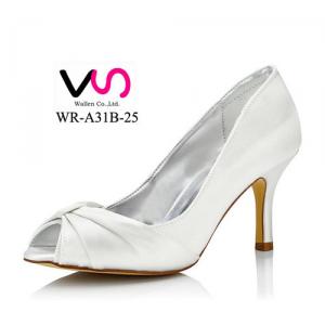 WR-31B-25 8cm Heel Height Dyeable Satin Material White Color Bridal Shoes