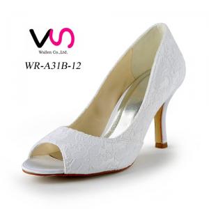 Dyeable satin peeptoe shoe toe bridal shoes with lace