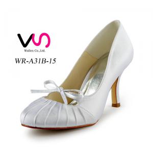 Cheapest wholesale price simple bow wrinkle bridal shoes